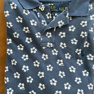 Polo Ralph Lauren Classic Fit Floral Mesh SS Polo Washed Navy